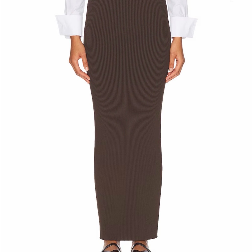 MaxMara Chocolate Ribbed Knit maxi skirt/straplezs dress